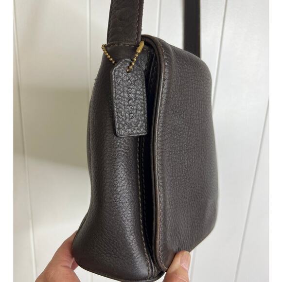 Vintage Coach Flap Cross Body/Messenger Brown Pebbled Leather Style B7E-4928 - Picture 3 of 10